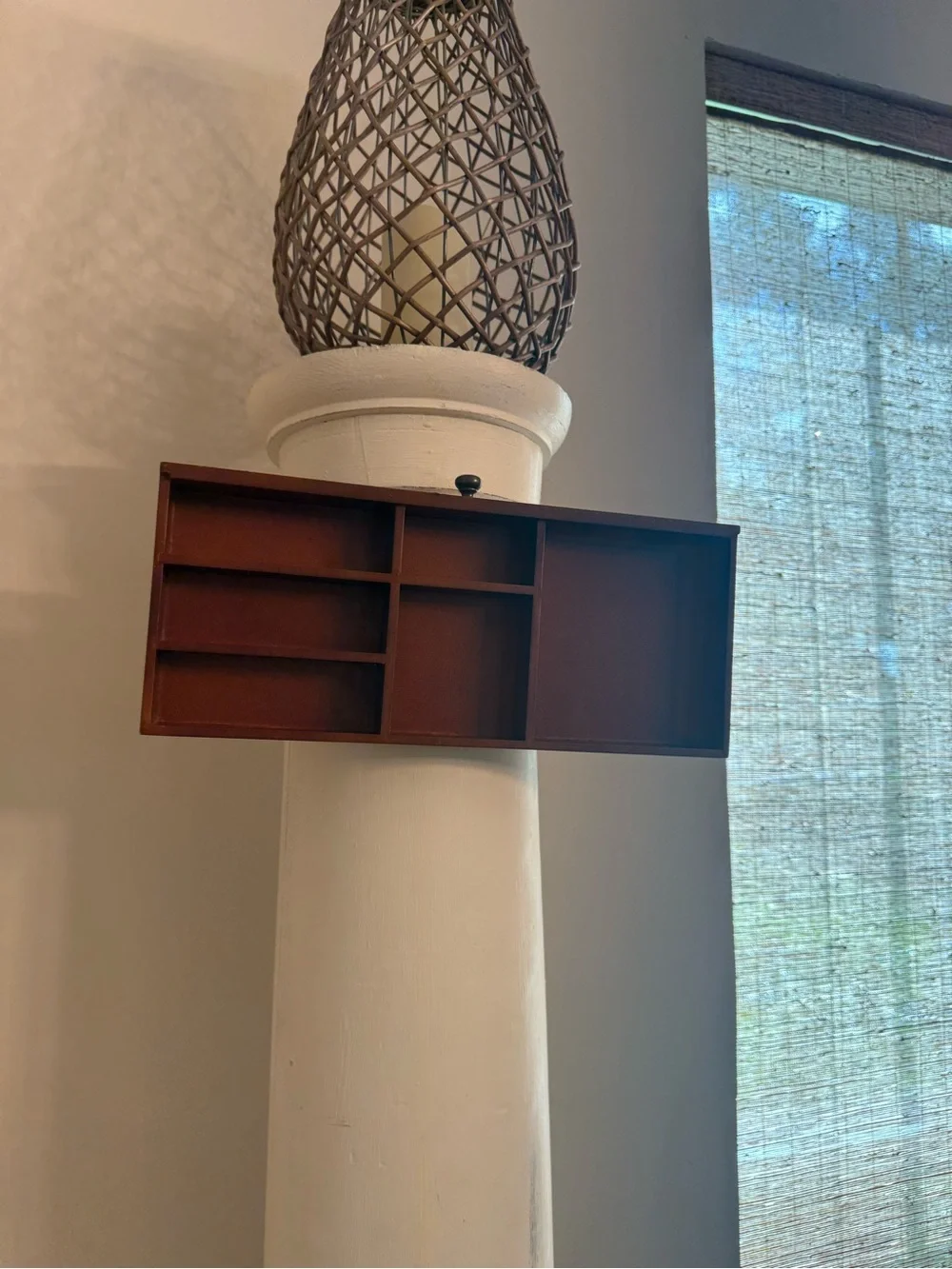 Wooden Desk Organizer Tray in Rust Brown - Display Trinket Shelf